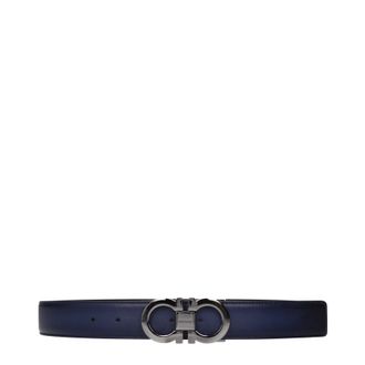 Ferragamo Herrens G&uuml;rtel Blau/Schwarzes Leder