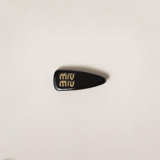 Miu Miu Patent Leather Hair Clip, Woman, Black