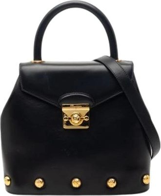 Ferragamo Pre-owned Handbags, female, Blue, Size: ONE SIZE Pre-owned Studded Satchel