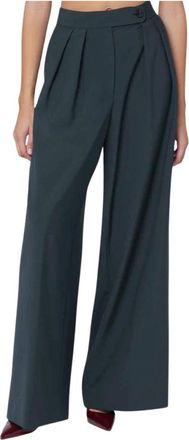 Dries Van Noten Wide Broeken - Dames - Wijde Broeken - Groen - M - Wol - Broeken