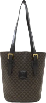 Celine Macadam Black Brown Leather Tote Bag (Pre-Owned)