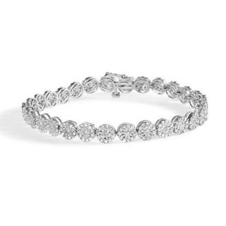 House of Brilliance 14K White Gold 2.00 Cttw Diamond Halo Link Tennis Bracelet at Nordstrom, Size 7