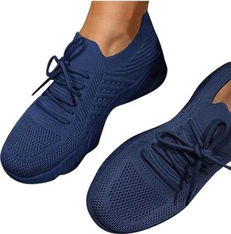 Generic Womens Running Shoes Mesh Breathable Walking Shoes Solid Color Lightweight Air Cushion Sports Shoe Classic Comfy Casual Lace Up Gym Sneakers Workout