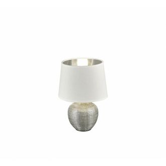 Trio Leuchten Trio Lighting - Sobremesa Moderna Cer&aacute;mica Plata Luxor Blanco Pantalla &Oslash;18 Cm Trio Iluminaci&oacute;n