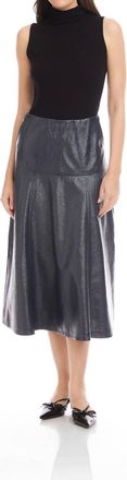 Fifteen Twenty Bronwyn Faux Patent Leather Midi Skirt In Navy