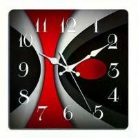 OEM Reloj De Pared De Madera (1 Pieza), Rojo, Negro Y Gris, Dise&ntilde;o Moderno E Irregular