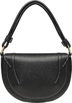 Generic Compatible For Womens Saddle Bag Crossbody Handbag Hard Shell Shoulder Strap Zipper Closure Round Shape PU Leather