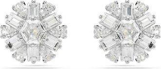 Swarovski Kristal Stud Oorbellen- Elegant Ontwerp - Dames - Oorbellen - Grijs - ONE Size - Accessoires