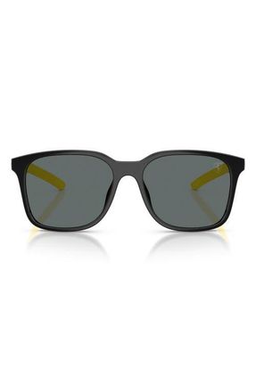 Ferrari 57mm Polarized Square Sunglasses in Black Shiny /Dark Grey Polar at Nordstrom