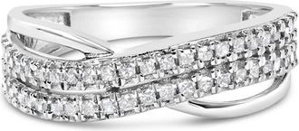 House of Brilliance 10K White Gold 1/2 Cttw Princess Diamond Split Shank Band Ring