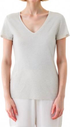 Majestic Filatures Deluxe Cotton V Neck Shirt In Gris Chine Clair