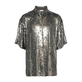 Dries Van Noten Cassidye Embellished Shirt - male - Dries Van Noten - Short Sleeve Shirts - Gray - S - Shirts