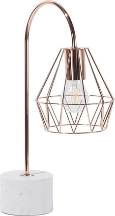 Beliani Beliani - L&aacute;mpara De Mesa Pantalla De Metal Cobrizo Colgante Soporte Blanco Moderno Aspecto Industrial Mooni