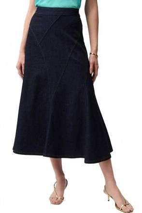 Joseph Ribkoff Midi Flared Jean Skirt In Dark Blue Denim