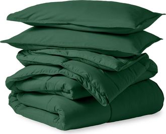Bare Home All-Season Down Alternative Comforter Set - Oversized Queen in Forest Green at Nordstrom