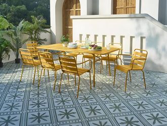 Vente-Unique Metal Garden Table L.160 Cm - Mustard Yellow - MIRMANDE By MYLIA