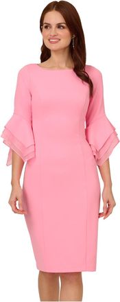 Adrianna Papell Womens Knit Crepe Tiered Sleeve Dress - Pink - Size 16 UK