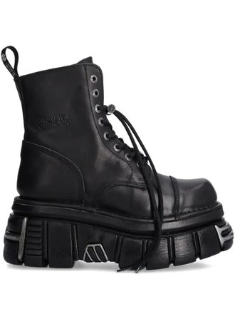New Rock Metallic M-NEWMILI083-S37 lace-up platform boots - Black