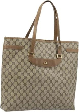 Gucci Pre-owned Vintage GG Canvas Tote - Dames - Vintage Shopper - Beige - ONE Size - Leer - Vintage