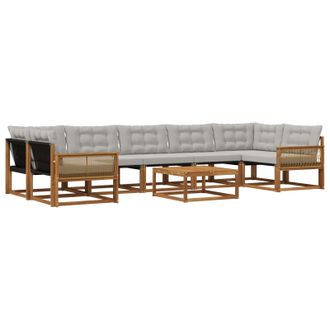 vidaXL Conjunto De Sof&aacute;s De Exterior 8 Pcs Natural Y Gris Claro Vidaxl