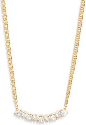 Nordstrom Nested Cubic Zirconia Bar Necklace in Clear- Gold at Nordstrom Rack