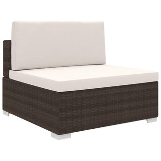 vidaXL Sof&aacute; Modular Central Con Cojines Rat&aacute;n Sint&eacute;tico Marr&oacute;n Vidaxl