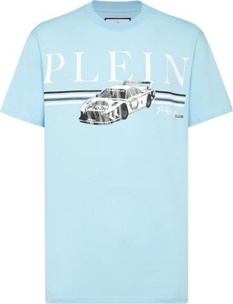 Philipp Plein Jersey T-shirt Ronde Hals SS Cars Racing - Heren - T-shirts - Blauw - 3XL - Katoen - Tops
