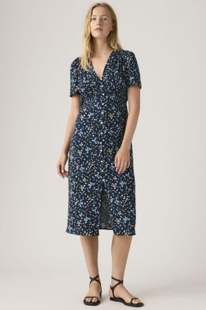 Levi's Vestido midi de manga corta Paola - Mujer - XS - Azul / Mavis Floral Navy Blazer