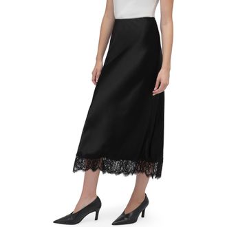 Favorite Daughter The Lacy Favorite Satin Midi Skirt in Black at Nordstrom, Size Medium P