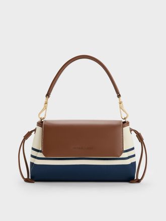 Charles & Keith Hanya Canvas Striped Top Handle Bag