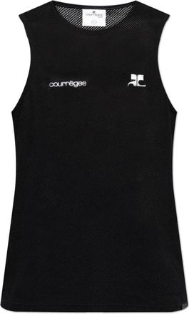 Courr&egrave;ges Mouwenloze Top met Perforatie - Heren - Tops zonder mouwen - Zwart - M - Katoen - Tops
