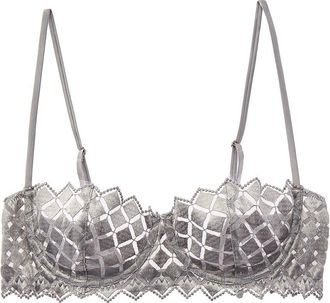 Kiki De Montparnasse Kiki De Montparnasse Lamine Embroidery Silk-Trim Balconette Bra