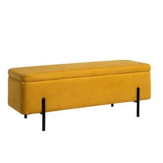Koketto Home Banqueta ba&uacute;l tapizada con almacenamiento en mostaza y patas negras