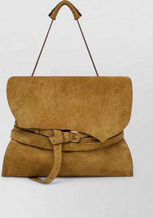 Moschino suede shoulder bag fold over flap strap