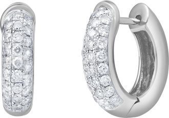 LuvMyJewelry Carenza 0.8 Ct 14K Gold Diamond Huggies in 14K White Gold at Nordstrom