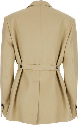 Tela Womens Double-Breasted Jacket, Beige Viscose Blazers