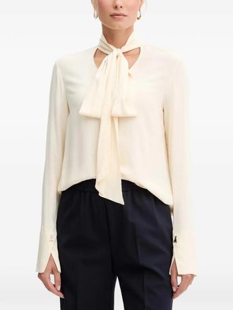 Patrizia Pepe tie-detail long-sleeve blouse - Wit