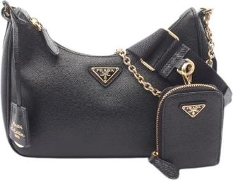 Prada Pre-owned Re-Edition 2005 Saffiano Schoudertas - Dames - Vintage Schoudertas - Zwart - ONE Size - Leer - Vintage