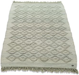 Tom Tailor Badematte »Vintage Wash« Höhe 6 mm fussbodenheizungsgeeignet Badteppich, Uni Farben, Rauten Muster, mit Fransen, reine Baumwolle