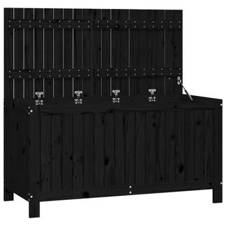 Berkfield Home Garden Storage Box Black 121x55x64 cm Solid Wood Pine | Size: 121 x 55 x 64 cm