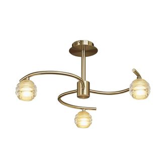 Netlighting Sphere Semi Flush 3 Light G9 Antique Brass in Bronze