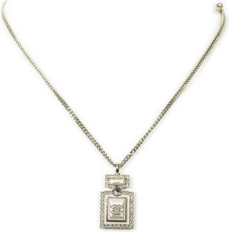 Chanel Pre-owned Womens Pearl Rhinestone Perfume Bottle Necklace - Gold - One Size