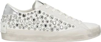Crime London White Distressed Embellished Sneakers