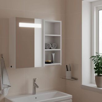 vidaXL Mueble De Ba&ntilde;o Con Espejo Y Luz Led Blanco 60x13x52 Cm Vidaxl