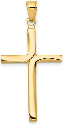 Diamond2Deal 14k Yellow Gold Satin Finish Accent Stick Cross Pendant