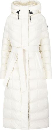 Mackage White Calina Waterproof Belted Down Jacket