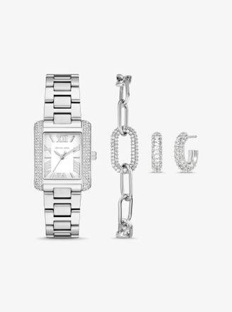 Michael Kors Petite Emery Silver-Tone Watch and Jewelry Gift Set