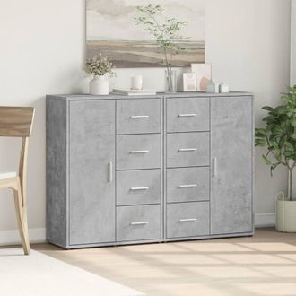 Berkfield Home Sideboards 2 pcs Concrete Grey 60x31x84 cm Engineered Wood | Size: 60 x 31 x 84 cm