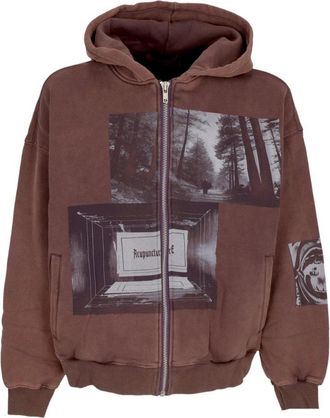 Acupuncture Punker Zip Hoodie - Heren - Vesten met rits - Bruin - XL - Katoen - Hoodies & sweatvesten