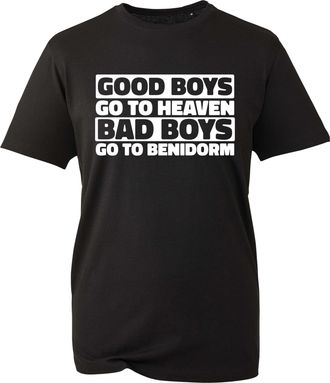Generic Bad Boys Go to Benidorm T-Shirt, Funny UK Vacation Holiday Destination Joke Shirt, Adult Kids Unisex (Black, M)